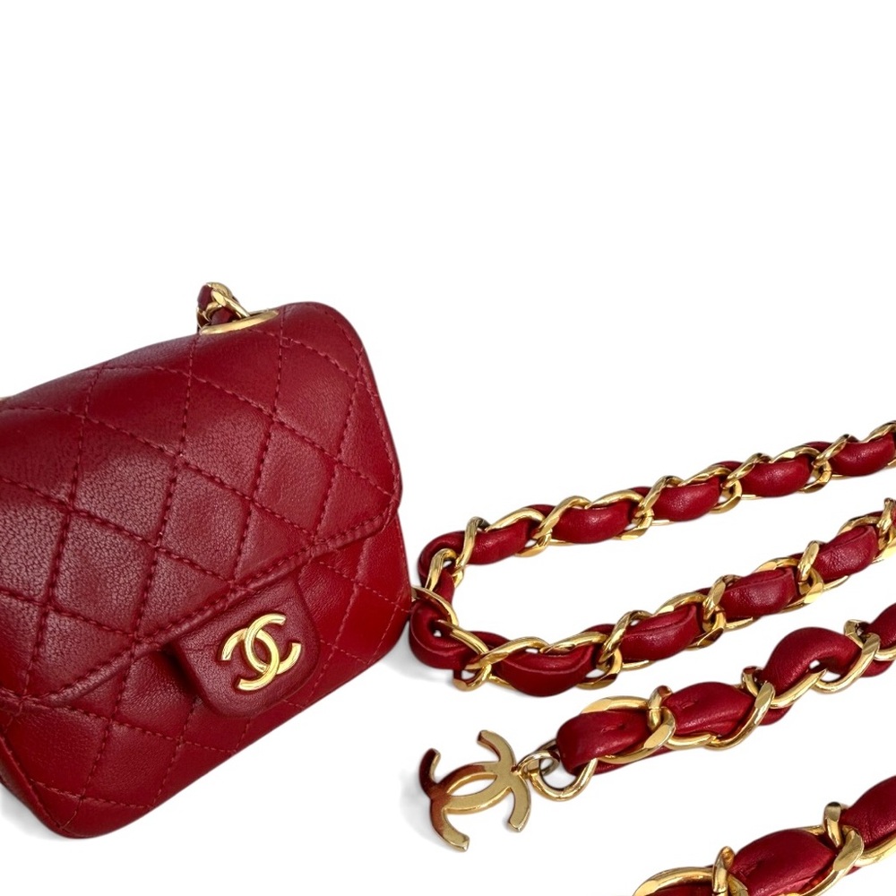 CHANEL 1989 Mini Matelasse Coco Mark Chain Belt Waist Bag | Vintage | 24K Plated - Picture 4 of 15